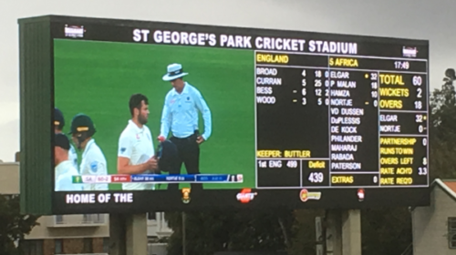 Scoreboard at St Georges Park